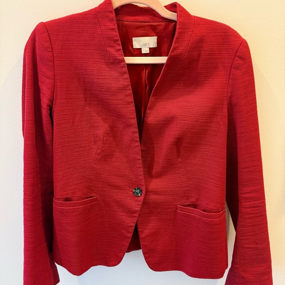 LOFT Vibrant Red Jacket - Picture 2 of 6